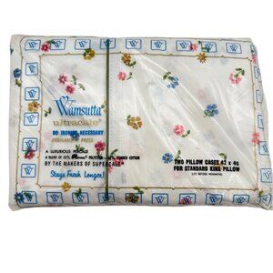 Vtg 80s Wamsutta Ultracale Floral King Pillowcases NIP Percale Cotton Poly